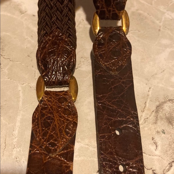 Vintage Genuine Alligator On Cowhide Belt 36 Classic - Picture 5 of 10